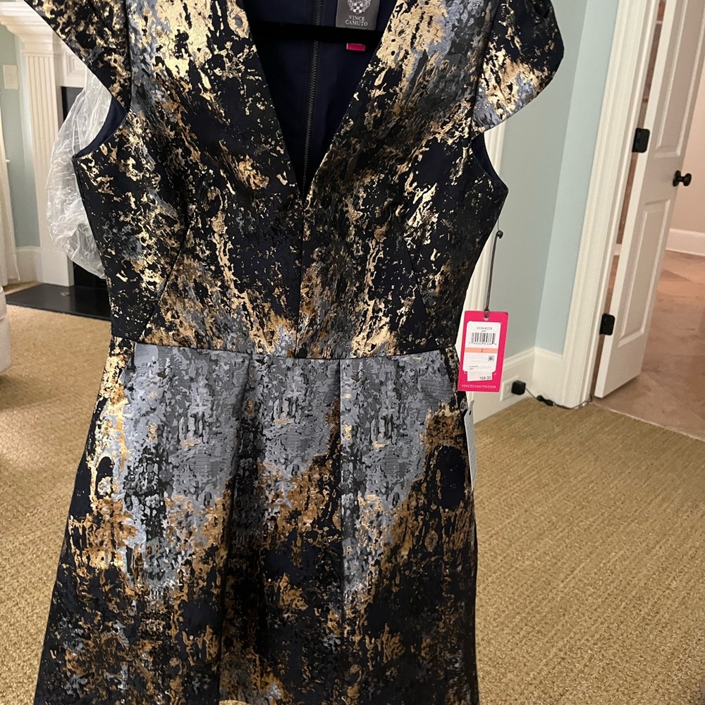 Elegant Navy and Gold Dress